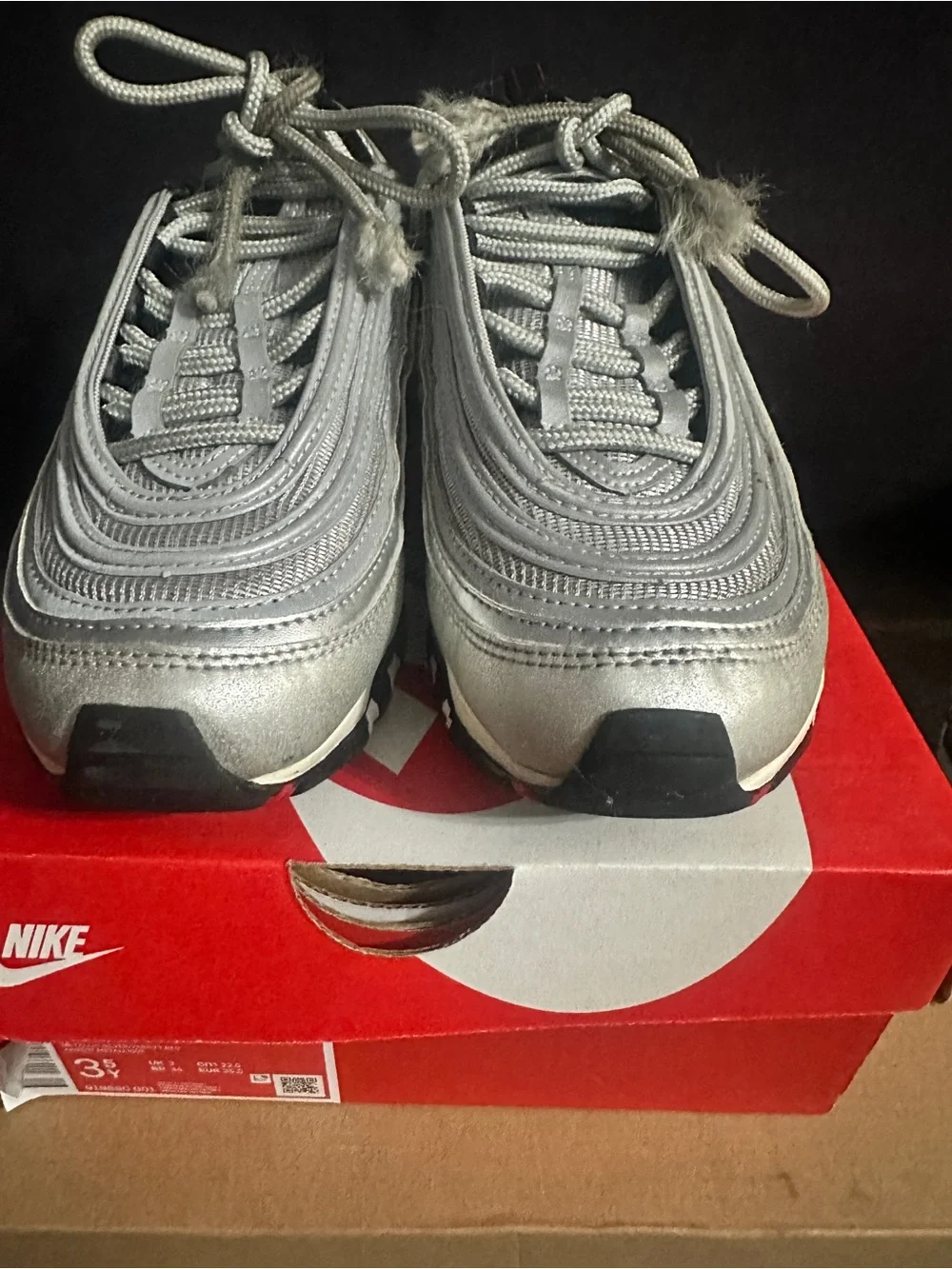 Nike Air Max 97 Silver with Red Swoosh